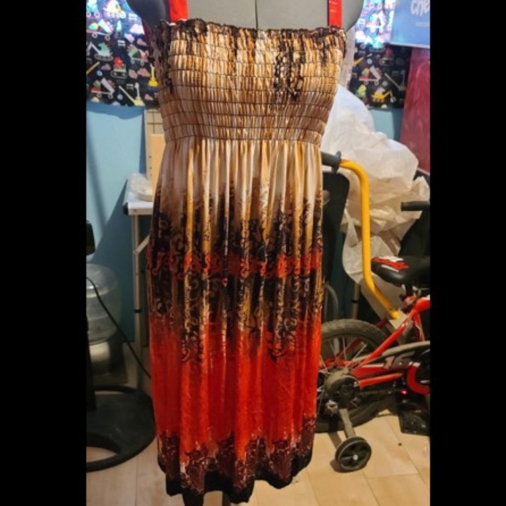 Brown & Red Sun Dress (OS)
